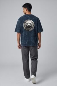 Tiger Roaring Acid Washed Oversized T-Shirt | Unisex Wear | Kalavaasi