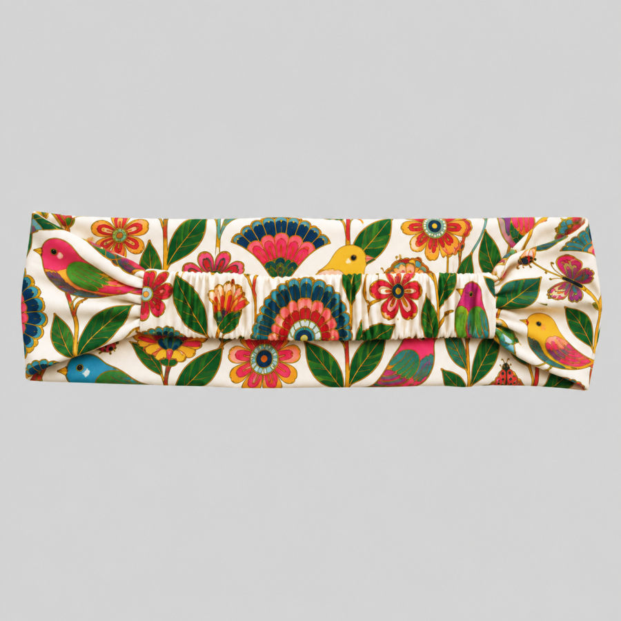 Folk Floral Bird Headband– Stretchable Sports & Fashion Headband | Kalavaasi