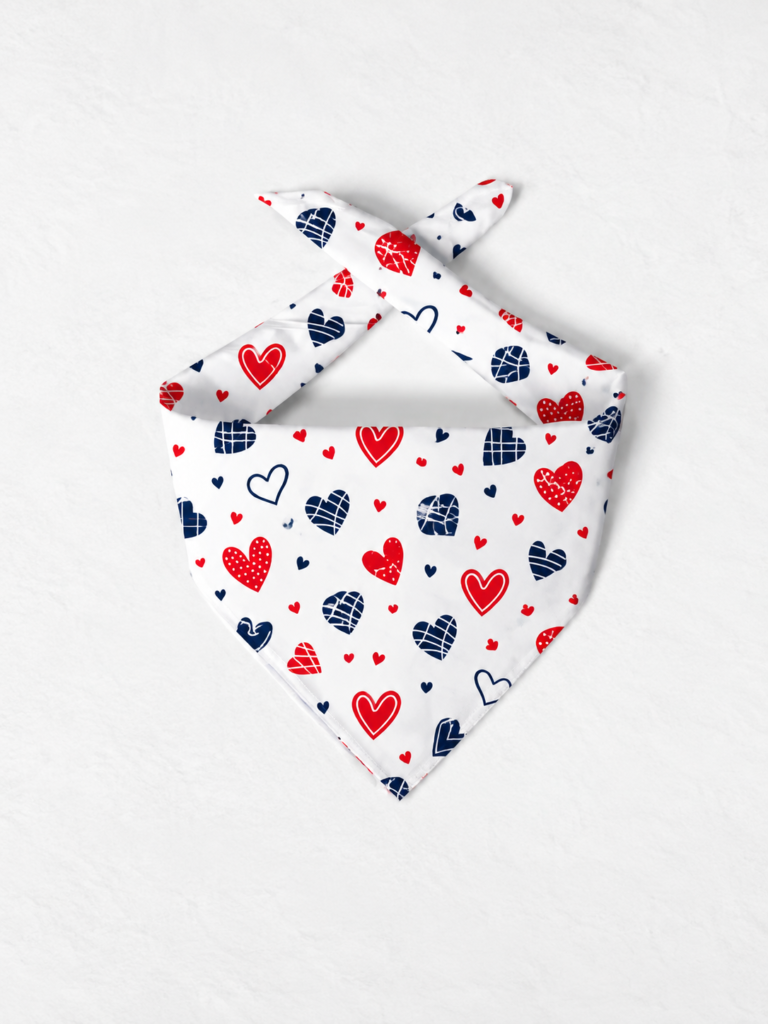 White Heart Patterned Neck Bandana 1