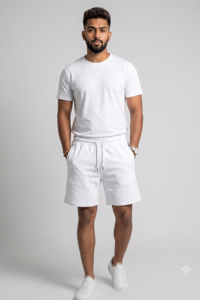 White Terry Shorts | 260 GSM Cotton-Rich Unisex Streetwear Shorts