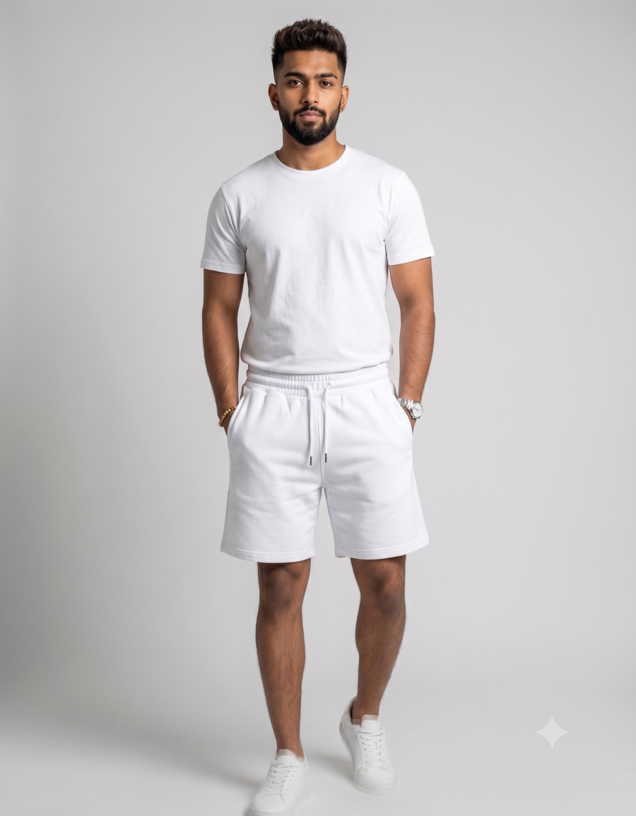 White Terry Shorts | 260 GSM Cotton-Rich Unisex Streetwear Shorts