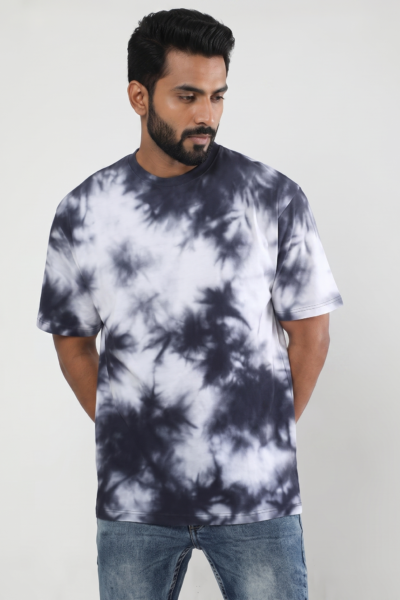 Green Black Wash Tie-Dye Oversized T-Shirt | 260 GSM Unisex Streetwear Tee Kalavaasi