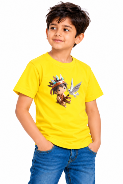 -Origami-Boy-and-Bird.Graphics T-Shirt | Kalavaasi