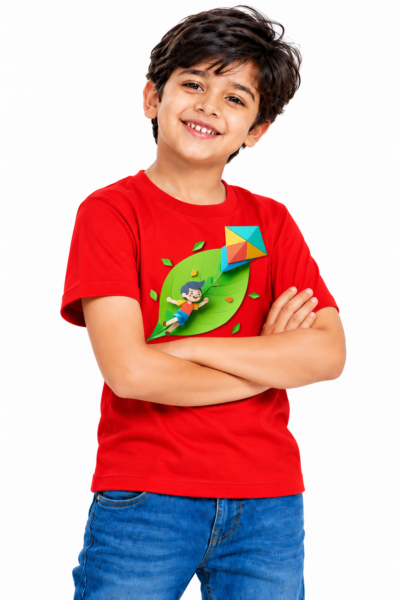 Cheerful Boy with Kite Graphic