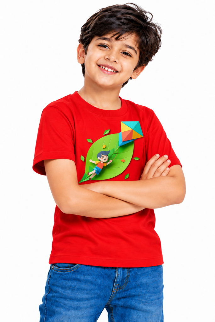 Cheerful Boy with Kite Graphic