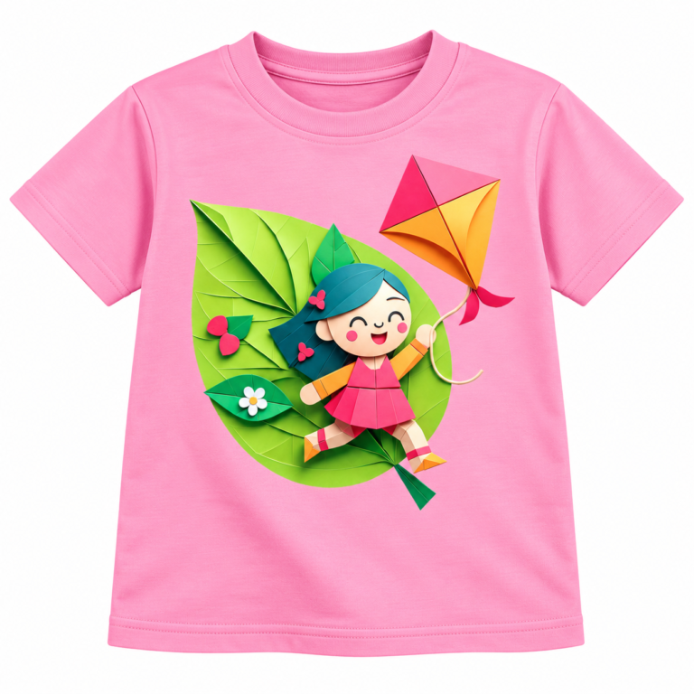 Girl Flying a Kite Graphics T-Shirt | Kalavaasi