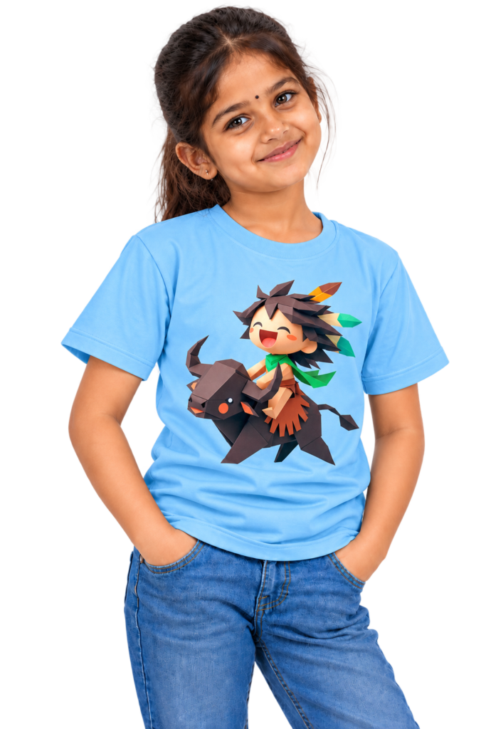 Riding a Buffalo Graphics T-Shirt | Kalavaasi