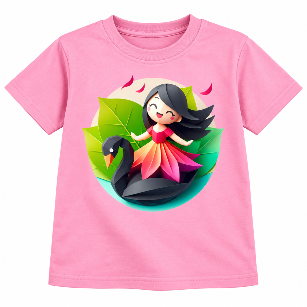Paper-Cut Swan Graphics T-Shirt | Kalavaasi