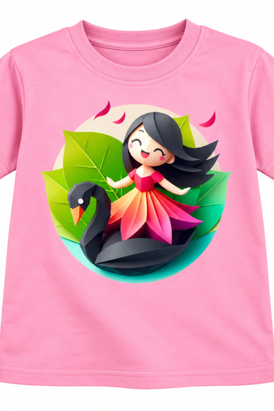 Paper-Cut Swan Graphics T-Shirt | Kalavaasi