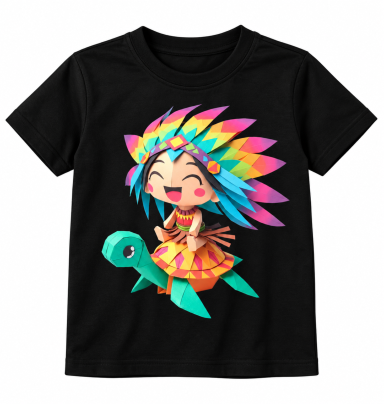 Rainbow Feathered Graphics T-Shirt | Kalavaasi