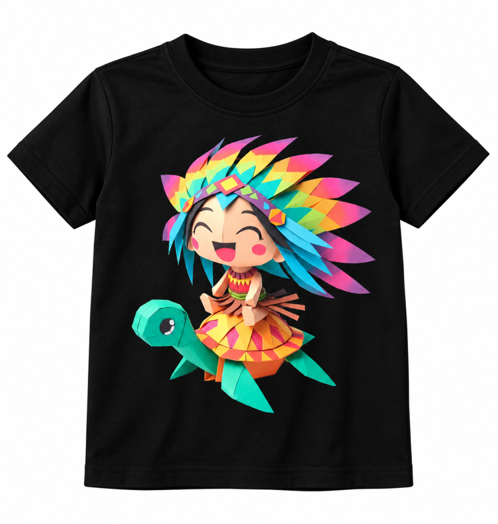 Rainbow Feathered Graphics T-Shirt | Kalavaasi
