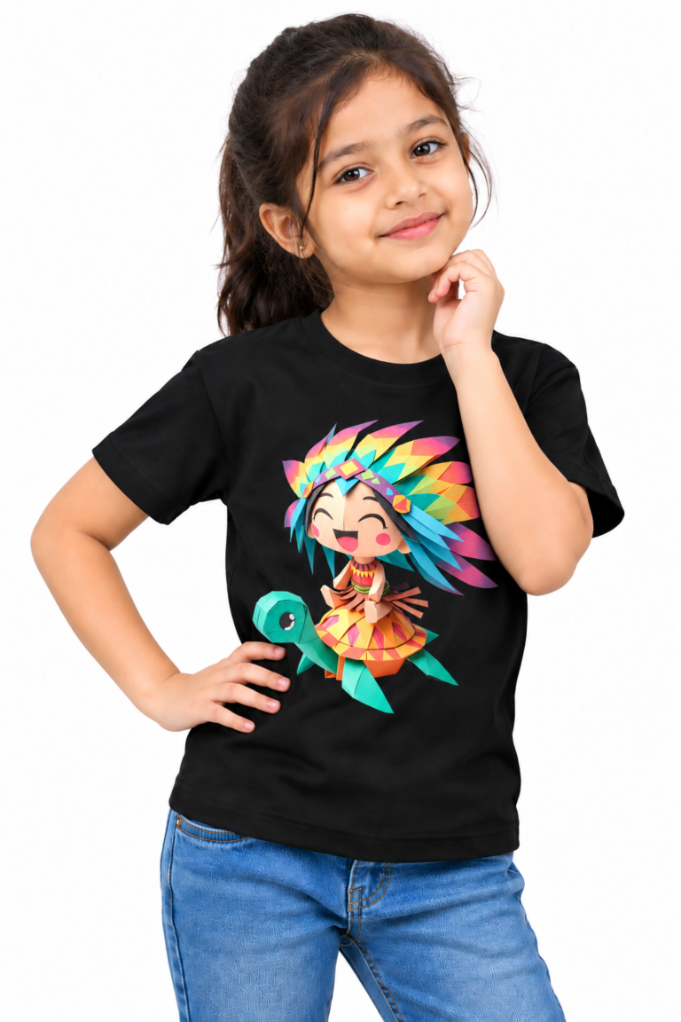Rainbow Feathered Graphics T-Shirt | Kalavaasi