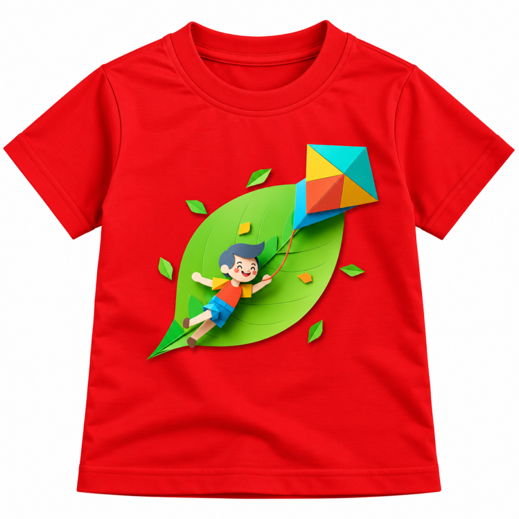 Cheerful Boy with Kite Graphic
