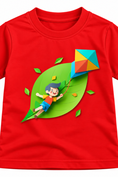 Cheerful Boy with Kite Graphic