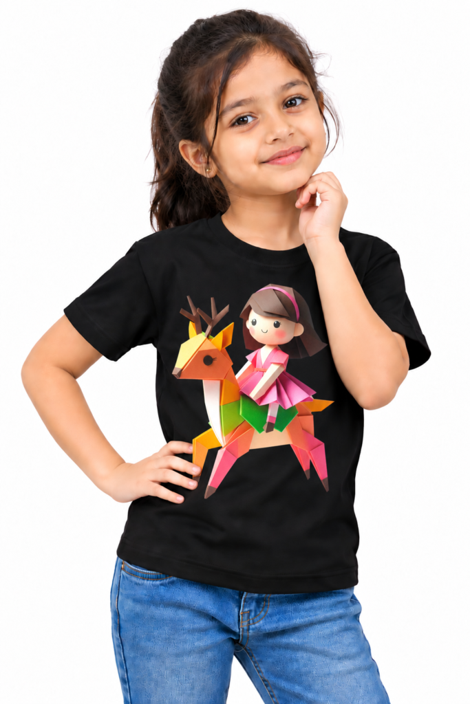 Riding a Colorful Deer Graphics T-Shirt | Kalavaasi