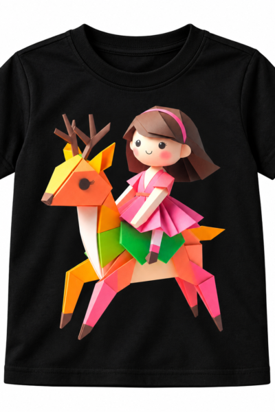 Riding a Colorful Deer Graphics T-Shirt | Kalavaasi