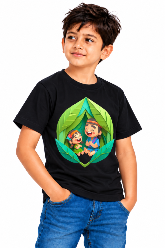 Origami Leaf Shelter Graphic T-Shirt | Kalavaasi