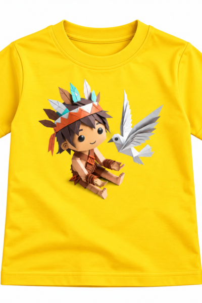 -Origami-Boy-and-Bird.Graphics T-Shirt | Kalavaasi