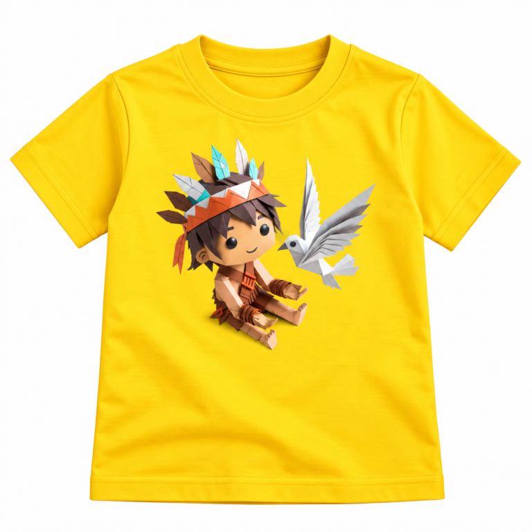 -Origami-Boy-and-Bird.Graphics T-Shirt | Kalavaasi